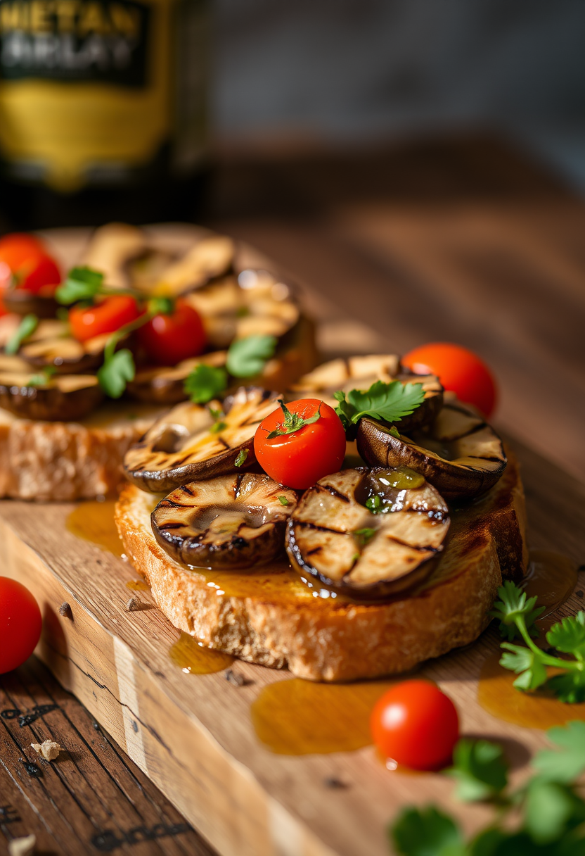 Bruschetta aux champignons grillés