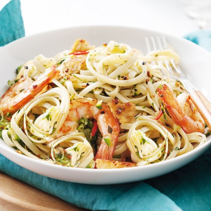 Linguine aux crevettes et au piment